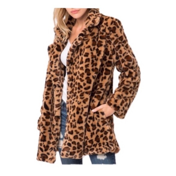 Love Tree Jackets & Blazers - NWT Leopard Faux Fur Coat